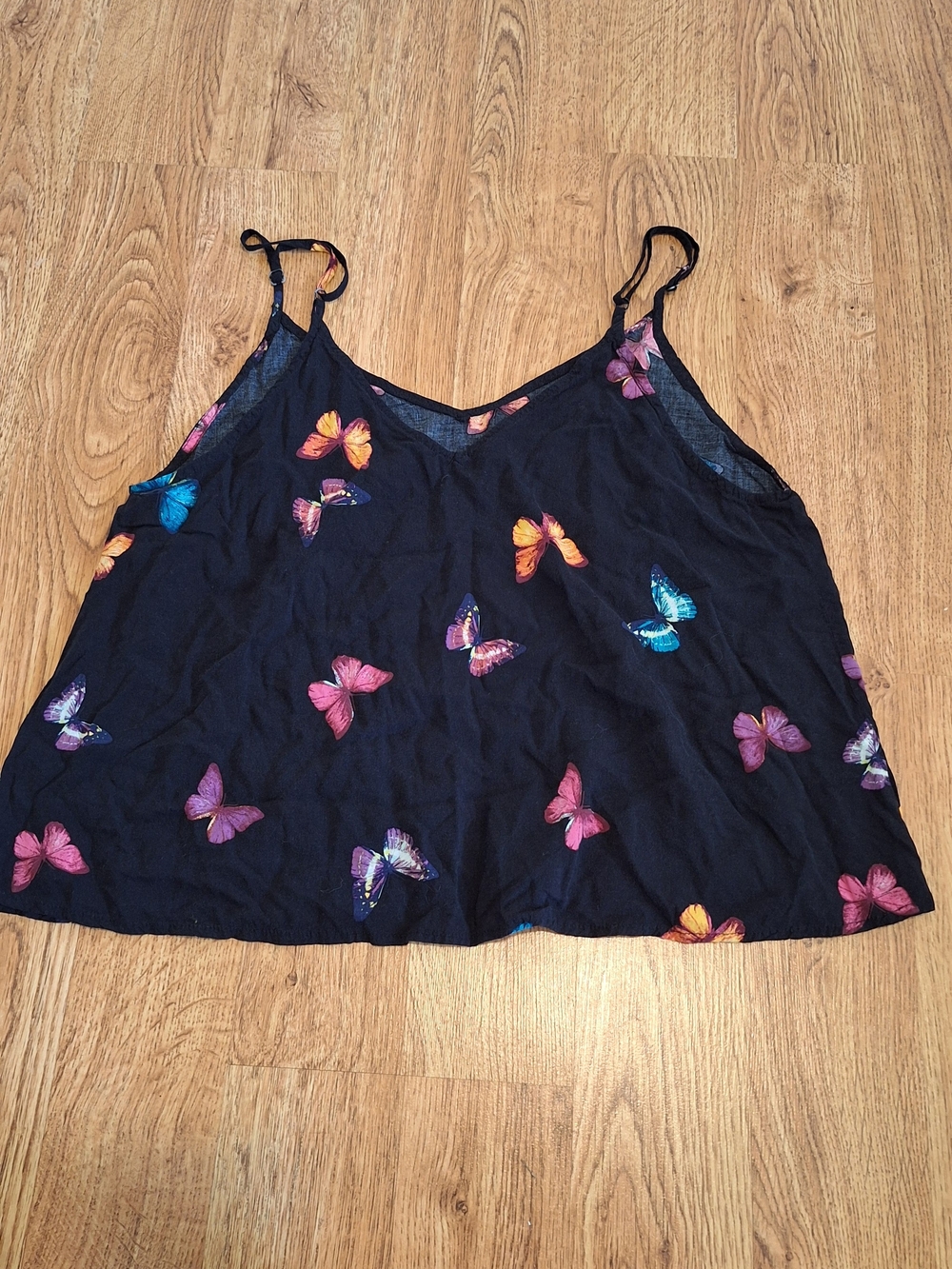 Black Butterfly Print Spaghetti Strap Tank Top